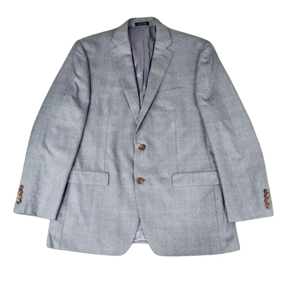 Lauren Ralph Lauren Blazer Mens 42R Gray Blue Sport Coat Jacket Flaw